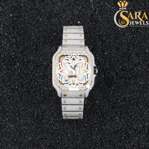 Reloj automático de lujo con esfera analógica Iced Out VVS Moissanite Diamond de calidad superior con banda de oro blanco disponible al mejor precio - Product Image 1
