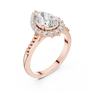 Anillo de Uso Diario para Mujer en Oro Blanco de 14K con Diamantes Cultivados en Laboratorio en Forma Redonda y de Pera |   Diamante Cultivado Nuevo - Product Image 2