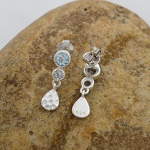 925 Sterling Silver Fine <b>Earrings</b> Gemstone <b>Stud</b> <b>Blue</b> Topaz Drop Dangle Women's <b>Earring</b> Cheap Lowest Price Fine Jewelry Wholesale - Product Image 4
