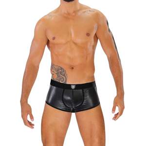 Boxers en vinyle noirs pour hommes, vêtements de club fetish, sous-vêtements brillants ajustés - Product Image 2