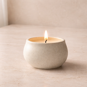 Soft <b>Edge</b> <b>Square</b> Ceramic Candle Vessel Thick Wall Heat Resistant Matte Speckled Finish Luxury Reusable Home Decor Holder - Product Image 3