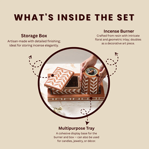 Arabic Style <b>Incense</b> Burner Set with Tray and <b>Box</b> Durable MDF Resin Inlay Aromatic Use All-Season - Product Image 6