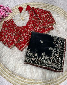 Sari en soie de créateur exclusif, élégant, avec chemisier chic, tendance, ethnique, dernier cri, pour mariée, indien, modeste, pour soirée, pour femme - Product Image 6