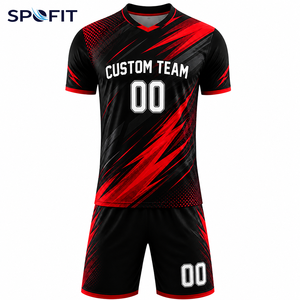 Ensemble de maillots de football personnalisés unisexes pour adultes, respirants, à manches courtes, de haute qualité, écologiques, anti-UV, séchage rapide, 100% coton - Product Image 4