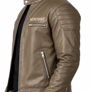 Men <b>Leather</b> <b>Jacket</b> Casual Zipper Outerwear Zip Front Stand Collar <b>Long</b> Sleeve Casual Style Fashion Classic Collar <b>Leather</b> <b>Jacket</b> - Product Image 6