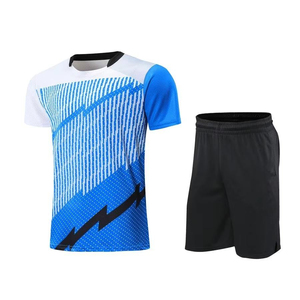 Ensemble uniforme de tennis et de badminton unisexe, col rond, manches courtes, respirant, séchage rapide, 100% polyester, uniformes de badminton - Product Image 1