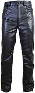 <b>Men's</b> Black PU <b>Leather</b> Moto <b>Pants</b> High Waist Straight Fit Button Fly Biker Style Heavyweight Fabric Side Pocket Zipro Industries - Product Image 6