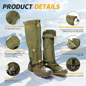 Polainas de Nylon Ajustables e Impermeables al por Mayor |   Protección Duradera para Botas de Nieve |   Equipo para Senderismo, Caza y Escalada al Aire Libre - Product Image 2