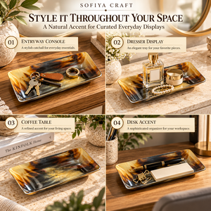SOFIYA CRAFT Bandeja Rectangular Moderna y Duradera de Cuerno de Búfalo con Patrón Sólido, Plato Pulido Hecho a Mano de Uttar Pradesh para Bodas - Product Image 6
