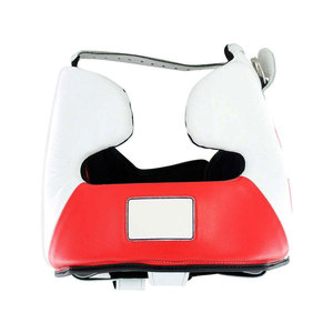 Protège-tête de boxe en cuir PU rouge et blanc, équipement de protection avec fermeture à boucle pour adultes, unisexe, utilisation universelle - Product Image 5