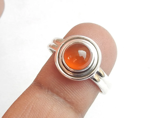 แหวนมิดิประดับพลอยคาร์เนเลียน เงินแท้ 925 แหวนทำมือ สไตล์โบโฮ - Product Image 4