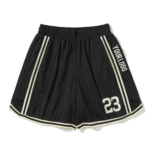 Custom Basketball Shorts <b>Black</b> Elastic Waist Breathable 100% Polyester Knitted Athletic for Men Streetwear - Product Image 1