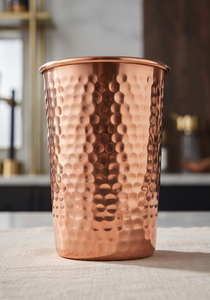Gobelet en cuivre pur martelé, verre à boire ayurvédique traditionnel, tasse à eau en métal, articles de bar - Product Image 2