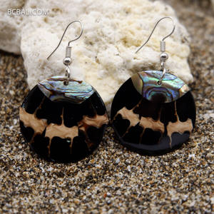 Balinese Artisans Handmade Vintage Style Resin Dangle Earrings Unique <b>Shell</b> <b>Jewelry</b> for Gift - Product Image 1
