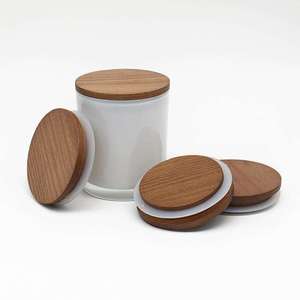 Couvercles ronds en bois avec joints en caoutchouc réutilisables pour bocaux et contenants, style moderne - Product Image 1