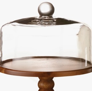 Elegant Wood Cake Stand With Glass Dome Cover Round Reusable For Displaying Cakes At Best Price - Product Image 3