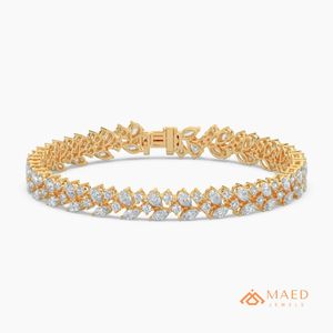 Women Moissanite Tennis Bracelet Fine Chain Link Bracelet Gold Fashion Jewelry Bridal Elegant Anniversary Gift Round <b>Stone</b> - Product Image 1