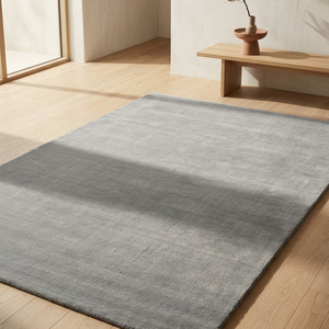 Tapis gris élégant tufté à la main, tapis texturé uni pour salon, chambre à coucher, décoration moderne de la maison, revêtement de sol doux et neutre - Product Image 1