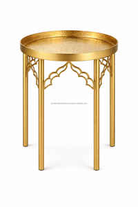 Mesa de Centro de Metal Dorado de Estilo Marroquí de Lujo JM INTERNATIONAL, Diseño Antiguo Tradicional, Muebles para Sala de Estar, Fácil de Limpiar - Product Image 2