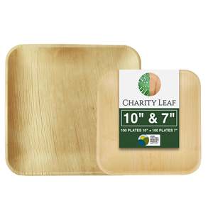 Set di Piatti Quadrati Monouso in Foglia di Palma Naturale da 10 e 7 Pollici - Product Image 1