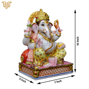 Estatua de Ganesha de Mármol Puro |   Ídolo del Dios Ganesha Hecho a Mano |   Murti de Ganpati de Mármol Premium para Templo en Casa, 10 Pulgadas - Product Image 6