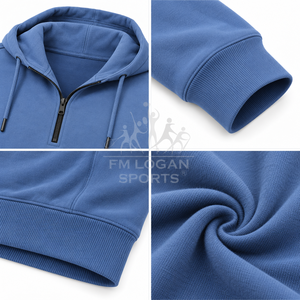 Custom Plain Quarter Zip <b>Hoodie</b> <b>Oversized</b> Cotton <b>Fleece</b> Hooded Sweatshirt Solid Color Pullover Half Zip Streetwear <b>Hoodie</b> - Product Image 4