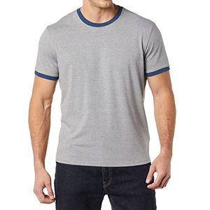 T-shirt Ringer en Coton de Haute Qualité pour Homme, Col et Manches Contrastants, Col Rond, Manches Courtes, Décontracté, Tendance, Logo Personnalisé, OEM - Product Image 2