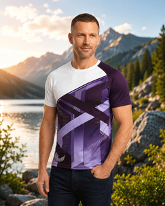 Men's <b>Geometric</b> Pattern Short Sleeve Jersey T-<b>Shirt</b> O-Neck Quick Dry Loose Sporty Design Eco-Friendly for White Silk Screen - Product Image 6