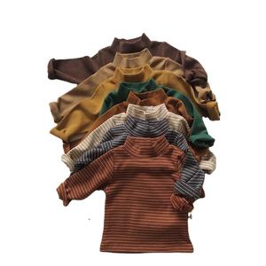Camisetas de manga larga con cuello alto y rayas para mujer, top informal de otoño - Product Image 2