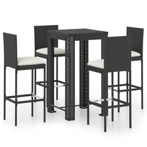 Conjunto de Bar de Jardín de Ratán PE Negro con Acero con Recubrimiento en Polvo y Poliéster, Muebles de Exterior Elegantes - Product Image 2