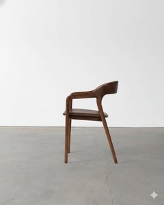 Silla de Comedor Moderna de Mediados de Siglo, de Madera Sólida, con Respaldo y Reposabrazos Curvos, Ecológica, para Apartamento, Restaurante, Cafetería, Hotel - Product Image 2