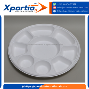Food Grade Compartment Round Plate Biodegradable Sugarcane <b>Pulp</b> 4 Section Compostable Quality Certified For Food Service - Product Image 3