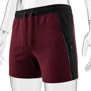 Shorts Bermuda Homme en Polyester Tricoté Respirant, Taille Mi-Haute, Couleur Bordeaux, avec Poches et Cordon de Serrage, Style Décontracté et Sportif - Product Image 5