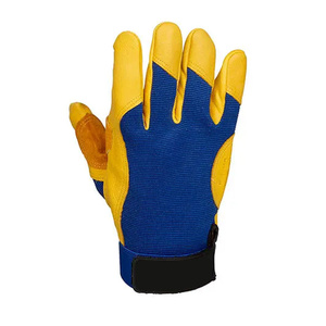 Gants de travail mécaniciens en cuir grainé de daim robuste, durables et de sécurité, avec dos en spandex pour la construction - Product Image 3