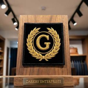 Parche bordado hecho a mano con compás masónicos de alambre de lingotes de oro y G, insignia de regalia de terciopelo granate personalizada - Product Image 1