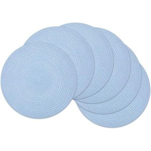 Set di 6 Tovagliette Rotonde Intrecciate Azzurre da 15 Pollici per Tavoli da Pranzo - Product Image 2