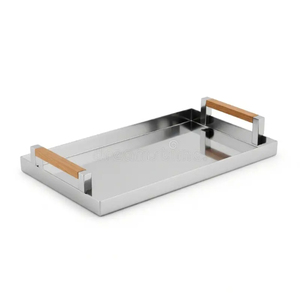 Bandeja Rectangular de Diseño Industrial con Patrón de Metal y Madera para Servir Comida en Mesa de Comedor, Bandejas para Servir en Hogares y Hoteles - Product Image 2