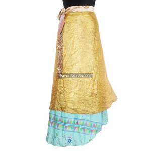 Girls Magic Two Layers <b>Wrap</b> <b>Skirt</b> Boho Stylish Multi Color Summer Wear Comfortable Fashion Boho Hippie Free Size Gypsy Women - Product Image 4