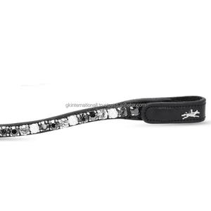 Banda para cejas de caballo de cuero genuino recto personalizado decorada con cristales de vidrio redondos, cadena de diamantes, banda para cejas de brida para caballos - Product Image 6