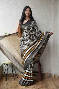 <b>Block</b> <b>Print</b> Wholesale Dola Silk Saree Indian Ethnic Wear Party & Wedding Collection - Product Image 2