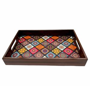 Bandeja Rectangular de Madera con Estampado de Elefante, Estilo Exclusivo, Bandeja Decorativa de Madera para Uso en el Hogar y Restaurantes - Product Image 5