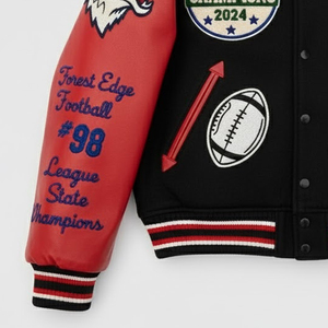 Veste de baseball en chenille brodée avec des patchs sur le devant, coupe-vent, respirante, écologique, pour hommes, best-seller - Product Image 3