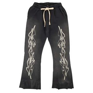 Pantalones Deportivos Track Jogger, Estilo Stacked, Tejido Grueso de 500 GSM, 100% Algodón, con Logotipo, Holgados, Casuales, Ecológicos, para Hombre - Product Image 1