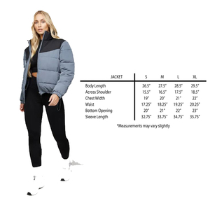 Color Blocking Puffer <b>Jacket</b> Stand Collar Zipper Closure Windproof Winter Casual Thick Polyester Wadding Short Length Regularfit - Product Image 6