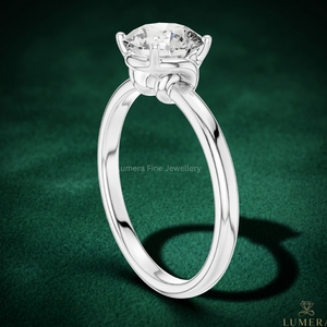 Bague de fiançailles de luxe en or blanc 9K 10K 14K 18K avec diamant de laboratoire taille ronde pour femme, certifiée IGI - Product Image 4