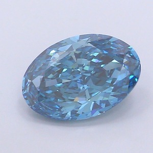 Diamant ovale de 3 carats, cultivé en laboratoire par CVD, couleur bleu vif fantaisie, clarté VVS2, polissage excellent, pierre précieuse de luxe premium, non montée - Product Image 1