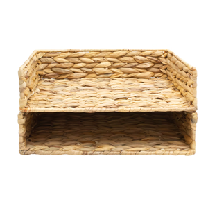 2-Tier Water Hyacinth <b>File</b> <b>Storage</b> Basket, Woven Paper Tray, Woven Desk Basket for Documents, Office and <b>Storage</b> From Vietnam - Product Image 5