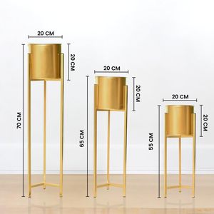 Gold Finish Solid Metal Eco-Friendly Modern Floor <b>Planters</b> Pots for Home Decor Indoor <b>Outdoor</b> Flower Pot Decorative Plant Holder - Product Image 4