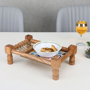 Plateau de service rustique en bois naturel, plateau à nourriture en bois pour fromage, pain, fruits, cuisine, salle à manger, vaisselle - Product Image 2