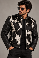 Veste de motard en cuir de vache véritable de qualité supérieure pour homme, noir et blanc, style café racer, veste streetwear de luxe personnalisée pour homme